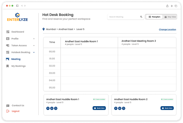 Meeting Room Scheduling dashboard